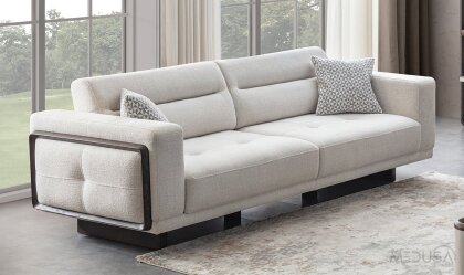 Medusa Home Mobilya - Leona Meşe Üçlü Koltuk