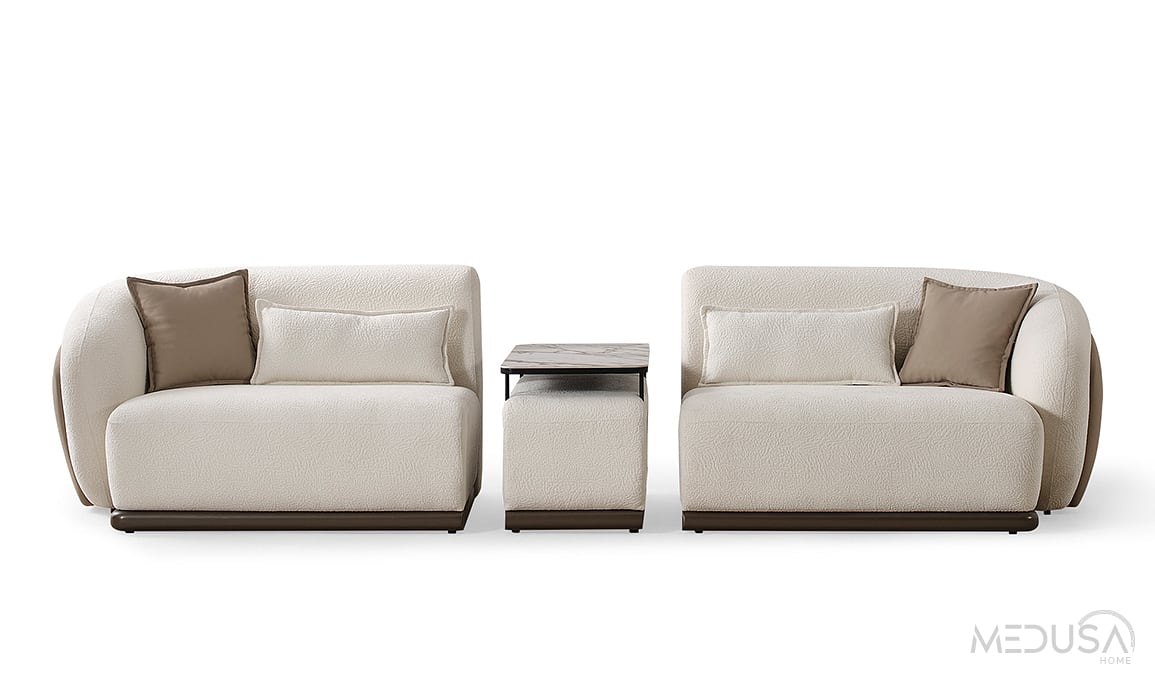 Medusa Home Mobilya - Leva Ara Sehpalı Üçlü Koltuk