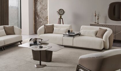 Medusa Home Mobilya - Leva Ara Sehpalı Üçlü Koltuk