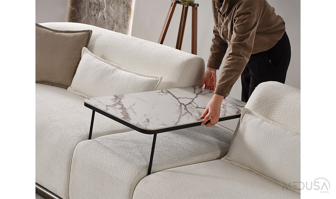 Medusa Home Mobilya - Leva Ara Sehpalı Üçlü Koltuk