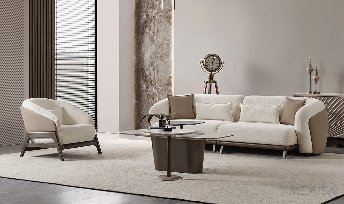 Medusa Home Mobilya - Leva Yerden Yüksek Üçlü Koltuk