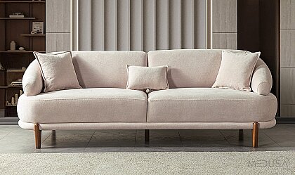 Medusa Home Mobilya - Lexi Krem Üçlü Koltuk