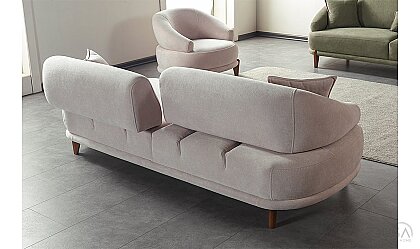 Medusa Home Mobilya - Lexi Krem Üçlü Koltuk