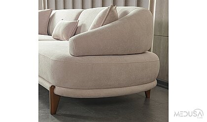 Medusa Home Mobilya - Lexi Krem Üçlü Koltuk