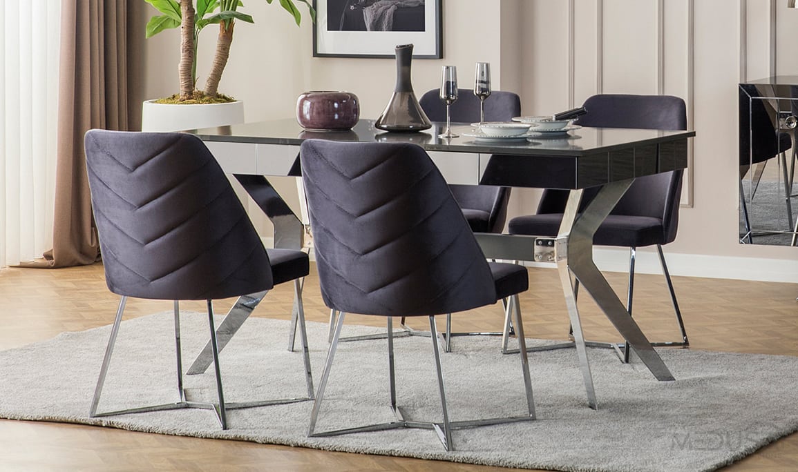 Medusa Home Mobilya - Lexus Antrasit Silver Yemek Odası