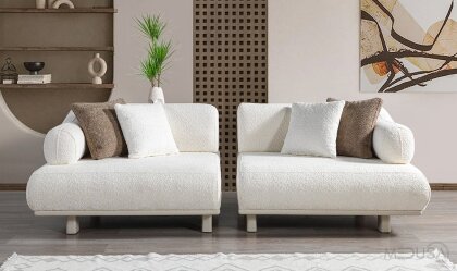 Medusa Home Mobilya - Lexus Beyaz Üçlü Koltuk