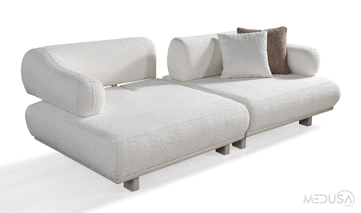 Medusa Home Mobilya - Lexus Beyaz Üçlü Koltuk