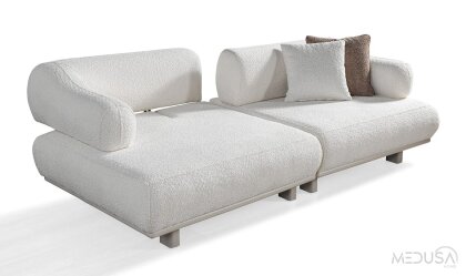 Medusa Home Mobilya - Lexus Beyaz Üçlü Koltuk