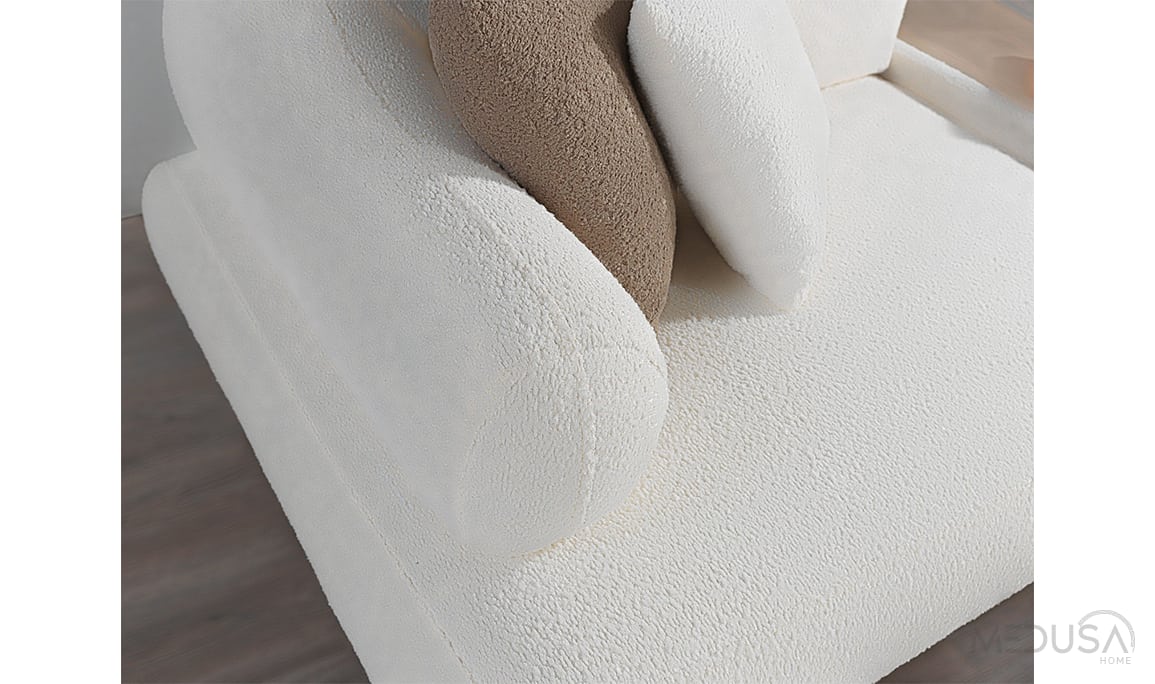 Medusa Home Mobilya - Lexus Beyaz Üçlü Koltuk
