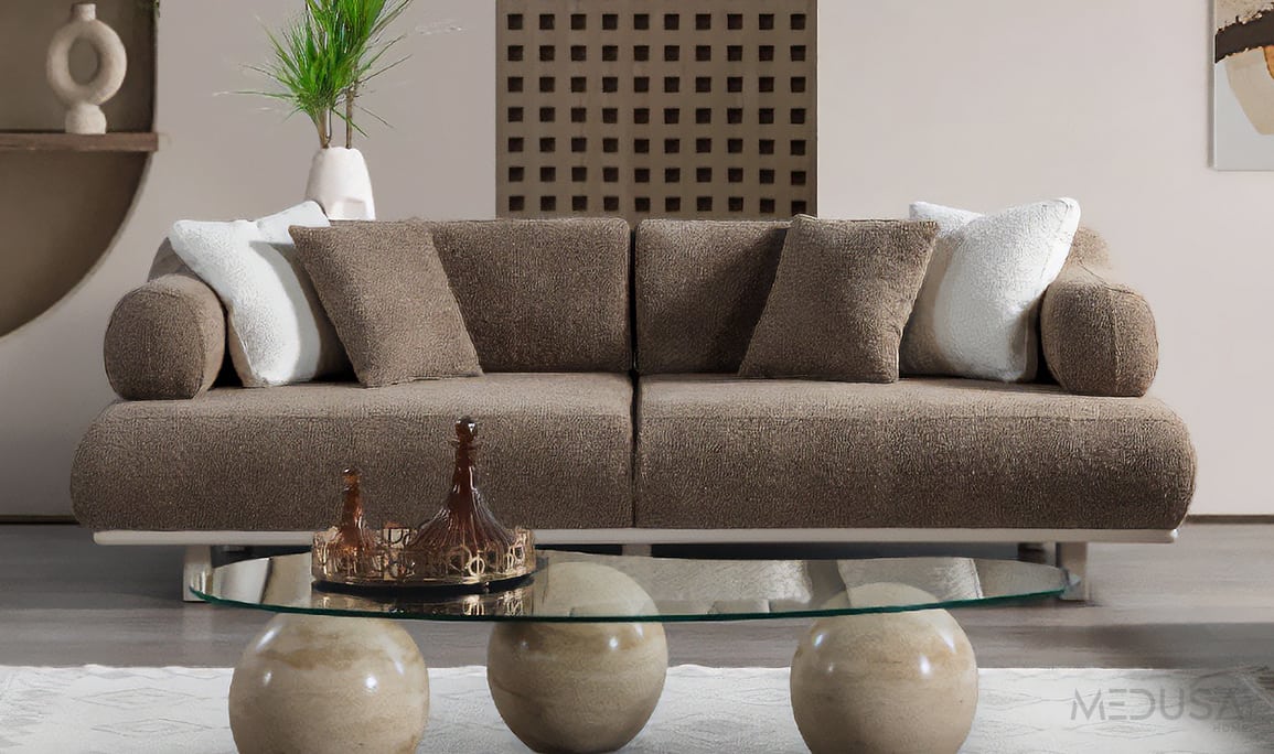 Medusa Home Mobilya - Lexus Kahve Üçlü Koltuk
