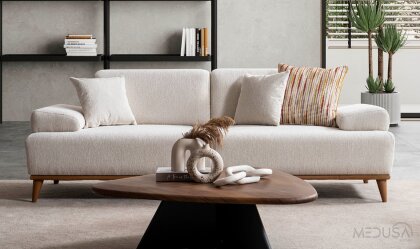 Medusa Home - Liberty Beyaz Üçlü Koltuk Medusa Home - Liberty Beyaz Üçlü Koltuk