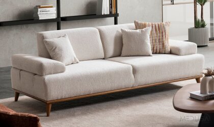 Medusa Home Mobilya - Liberty Beyaz Üçlü Koltuk