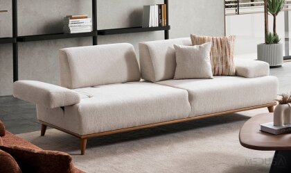 Medusa Home Mobilya - Liberty Beyaz Üçlü Koltuk