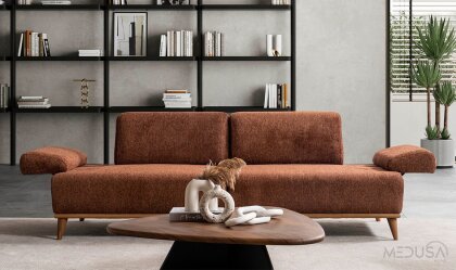 Medusa Home Mobilya - Liberty Kahve Üçlü Koltuk