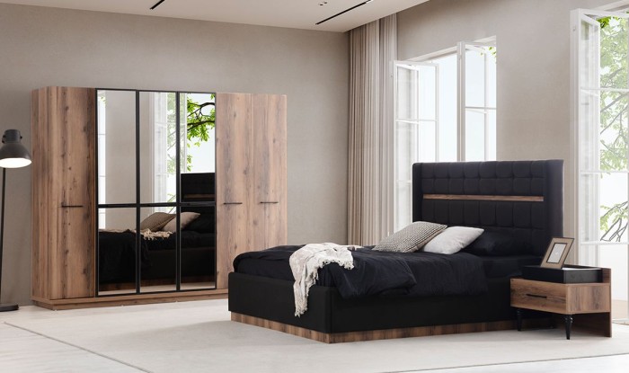 Medusa Home Mobilya - Lidya Yatak Odası - Ceviz Yatak Odası