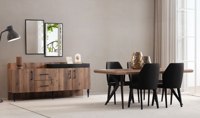 Medusa Home Mobilya - Lidya Yemek Odası - Ceviz Yemek Odaları
