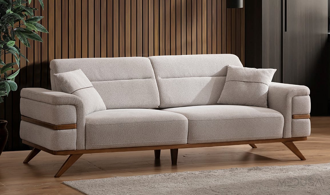 Medusa Home Mobilya - Linoa Beyaz Üçlü Koltuk