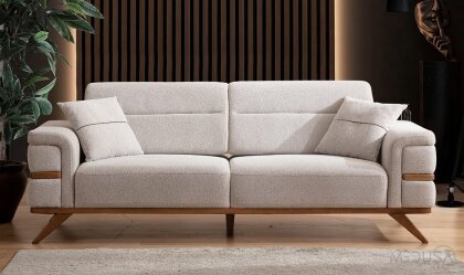 Medusa Home Mobilya - Linoa Beyaz Üçlü Koltuk