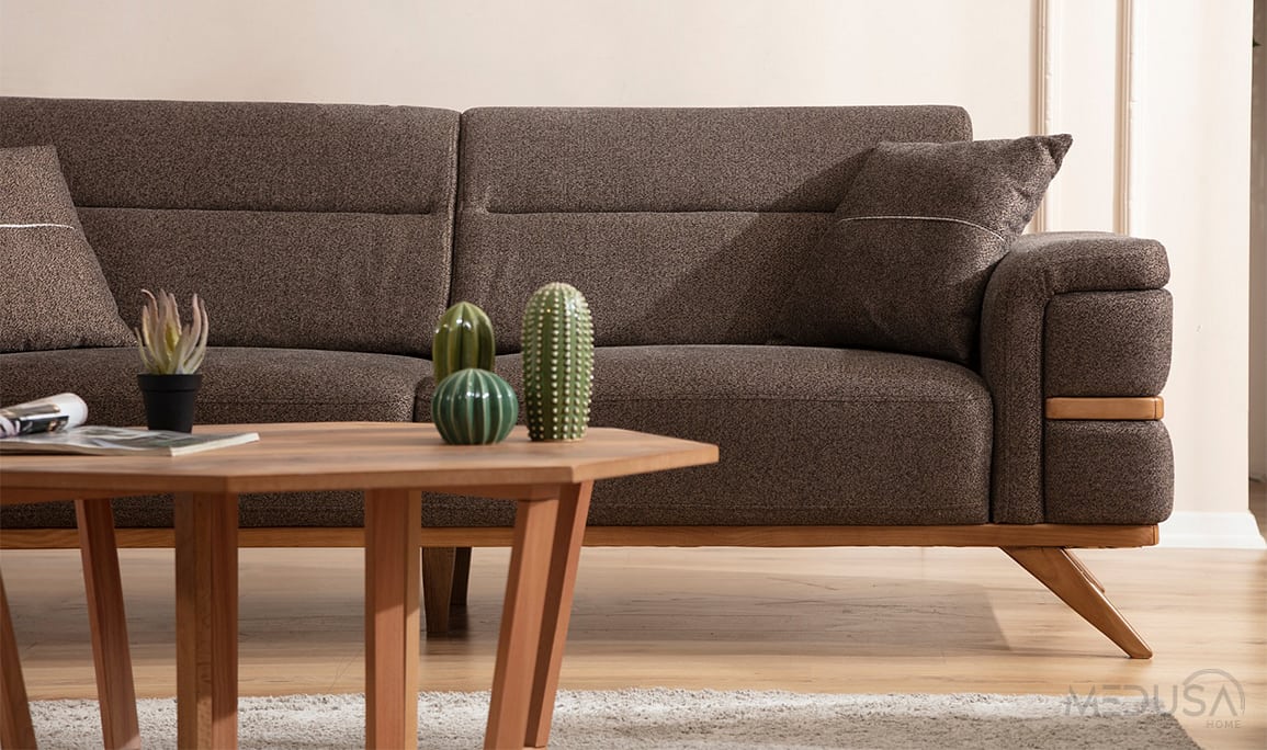 Medusa Home Mobilya - Linoa Kahve Üçlü Koltuk