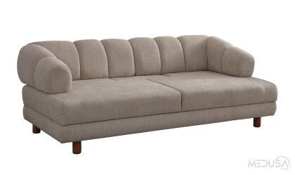 Medusa Home Mobilya - Lion Bohem Sandıklı Krem Üçlü Koltuk