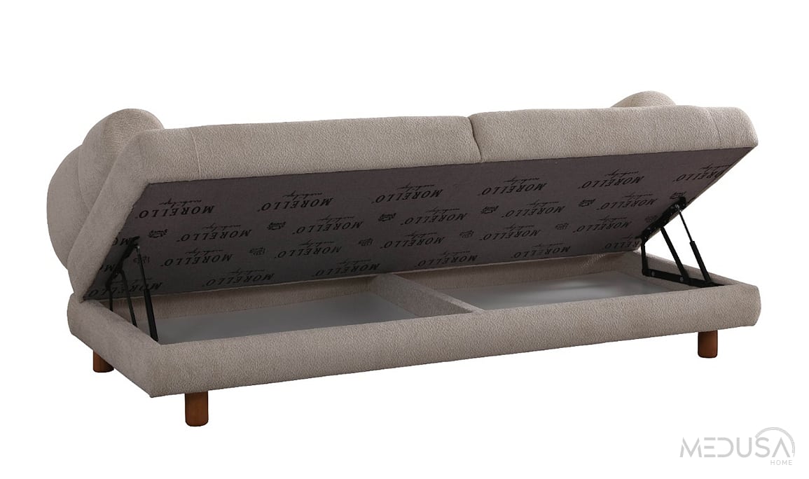 Medusa Home Mobilya - Lion Bohem Sandıklı Krem Üçlü Koltuk