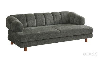 Medusa Home Mobilya - Lion Bohem Sandıklı Yeşil Üçlü Koltuk