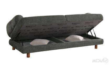 Medusa Home Mobilya - Lion Bohem Sandıklı Yeşil Üçlü Koltuk