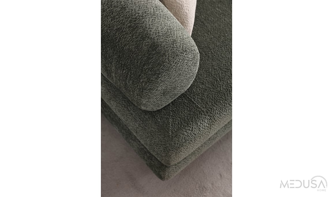 Medusa Home Mobilya - Lion Bohem Sandıklı Yeşil Üçlü Koltuk