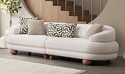 Medusa Home Mobilya - Liora Beyaz Üçlü Koltuk