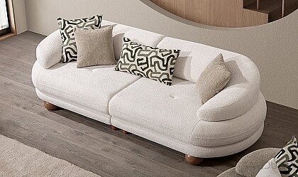 Medusa Home Mobilya - Liora Beyaz Üçlü Koltuk