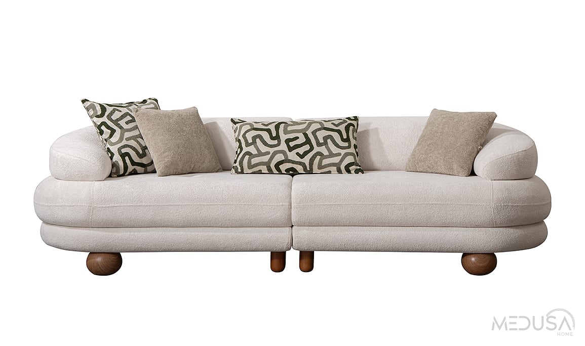 Medusa Home Mobilya - Liora Beyaz Üçlü Koltuk