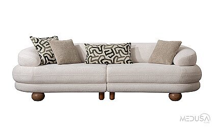Medusa Home Mobilya - Liora Beyaz Üçlü Koltuk