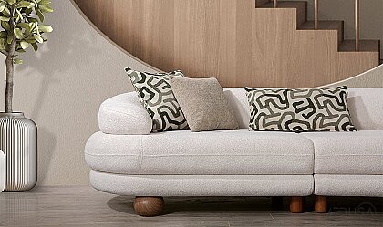 Medusa Home Mobilya - Liora Beyaz Üçlü Koltuk
