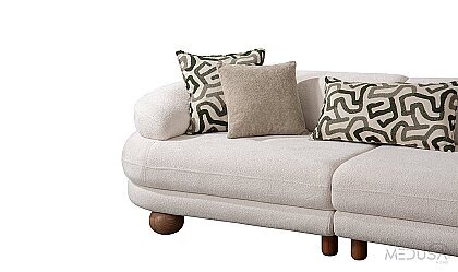 Medusa Home Mobilya - Liora Beyaz Üçlü Koltuk