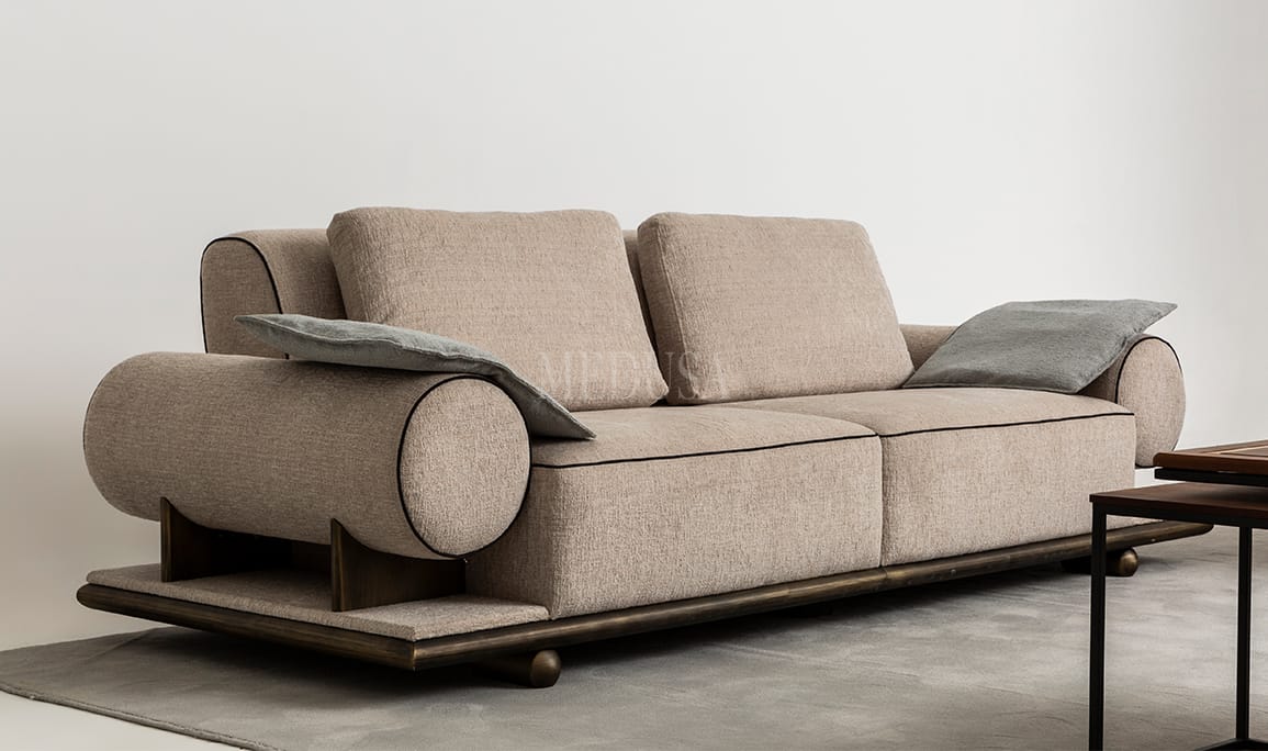 Medusa Home Mobilya - Liora Krem Üçlü Koltuk