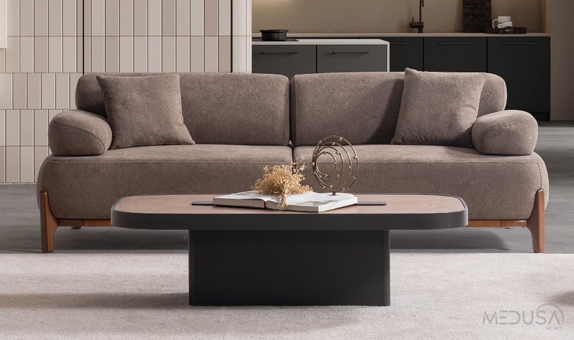 Medusa Home Mobilya - Liore Brown Üçlü Koltuk