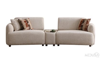 Medusa Home Mobilya - Lisbon Sehpalı Üçlü Koltuk