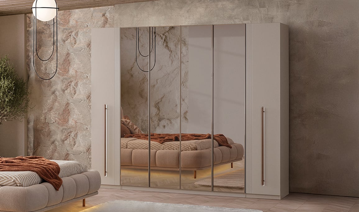 Medusa Home Mobilya - Livia 6 Kapaklı Akordiyon Gardırop