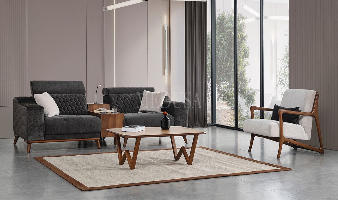 Medusa Home Mobilya - Loca Sehpalı Üçlü Koltuk