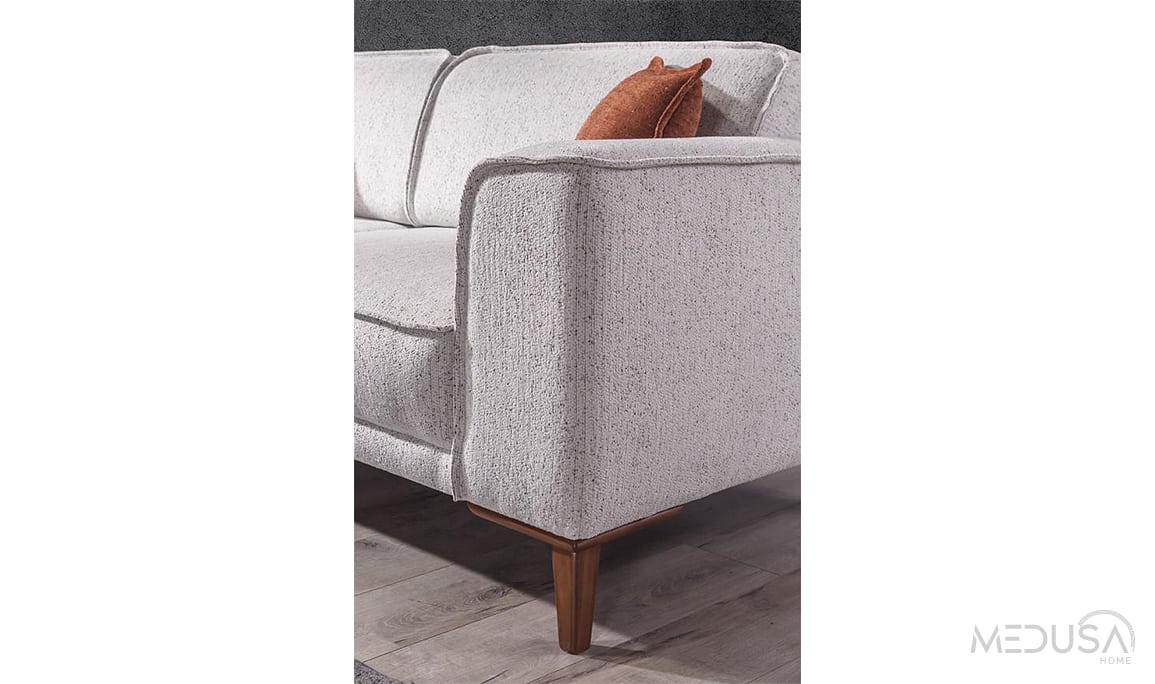 Medusa Home Mobilya - Lofa Beyaz Üçlü Koltuk