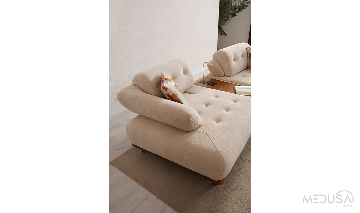 Medusa Home Mobilya - Lois Alba Üçlü Koltuk - Ara Sehpalı