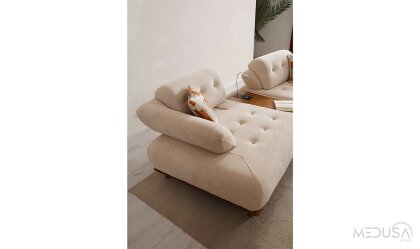 Medusa Home Mobilya - Lois Alba Üçlü Koltuk - Ara Sehpalı
