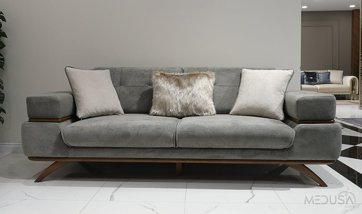 Medusa Home Mobilya - Lora Füme Üçlü Koltuk