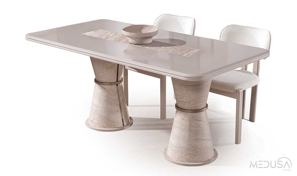 Medusa Home Mobilya - Lora Traverten Yemek Masası