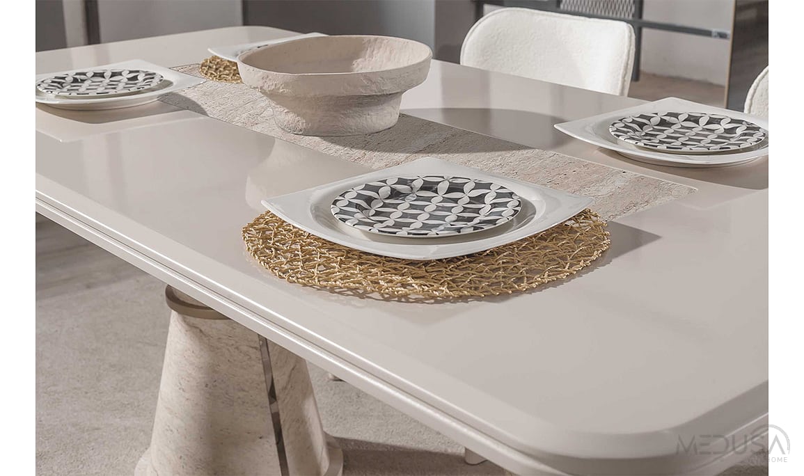 Medusa Home Mobilya - Lora Traverten Yemek Masası