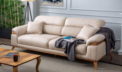 Medusa Home Mobilya - Loran Krem Üçlü Koltuk