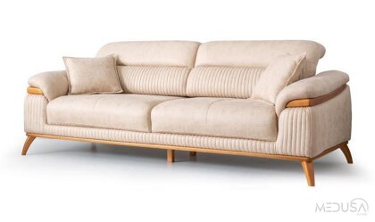 Medusa Home Mobilya - Loran Krem Üçlü Koltuk