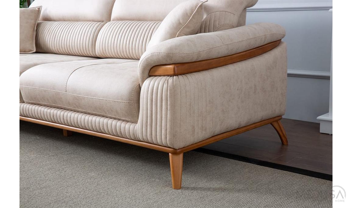 Medusa Home Mobilya - Loran Krem Üçlü Koltuk