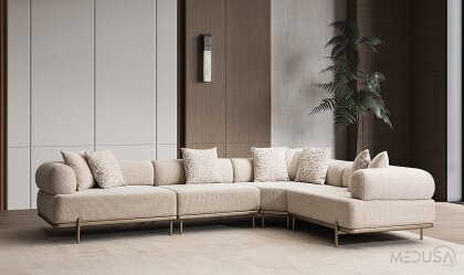 Medusa Home Mobilya - Loren Krem Köşe Takımı