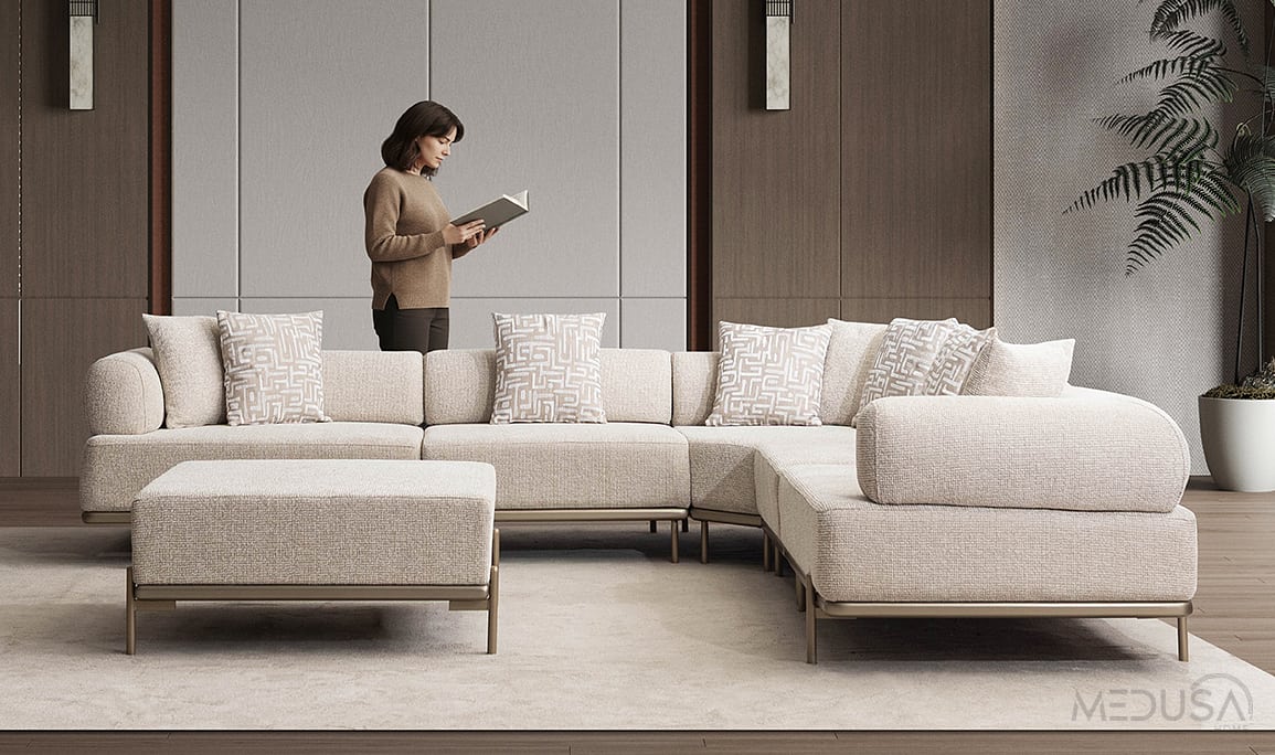 Medusa Home Mobilya - Loren Krem Köşe Takımı